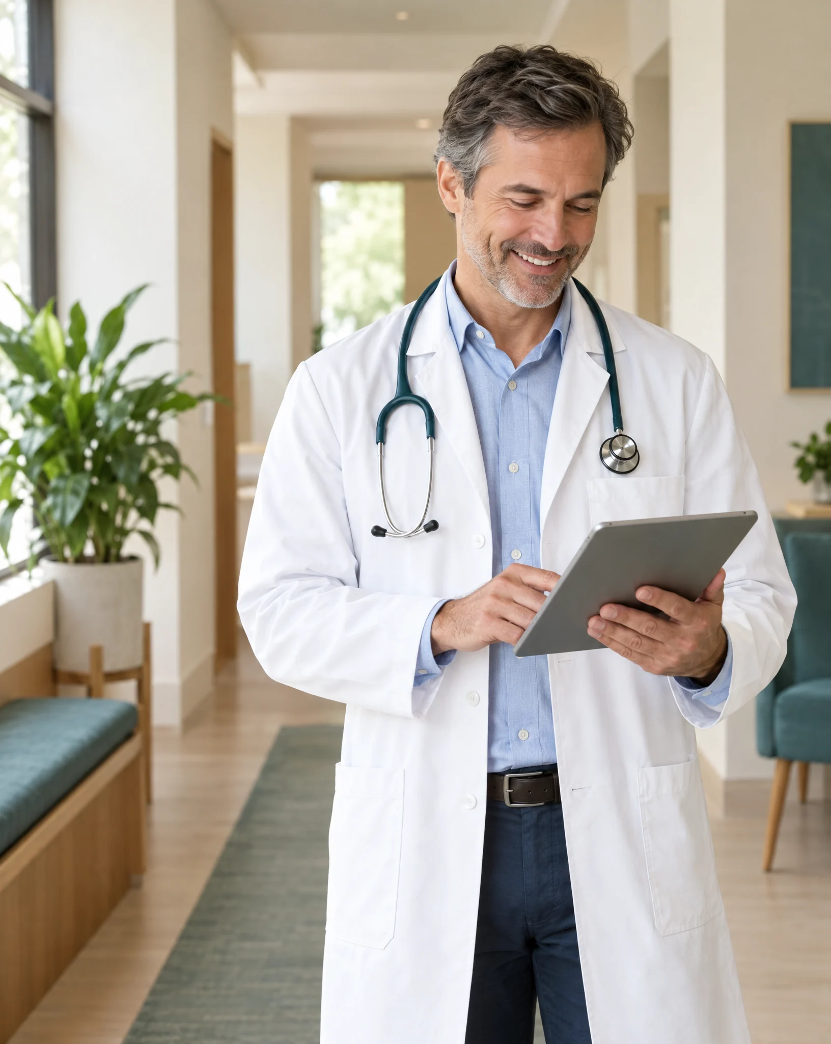 Medical doctor reviewing clinical notes